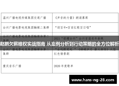 赵鹏欠薪维权实战指南 从案例分析到行动策略的全方位解析 赵鹏欠薪维权实战指南 从案例分析到行动策略的全方位解析